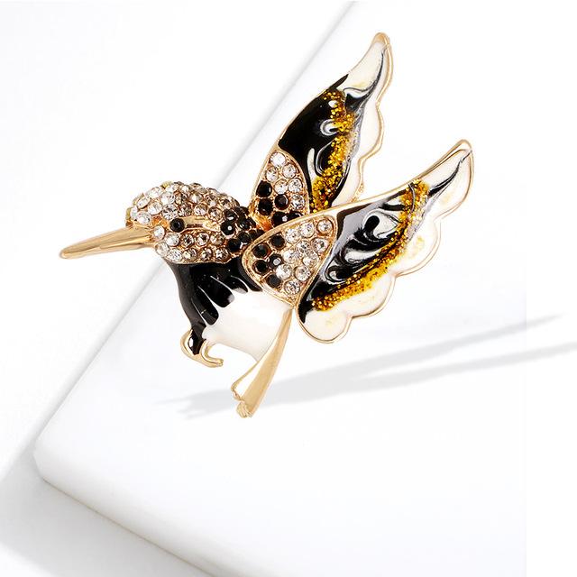 

Цветная брошь-колибри со стразами, креативный дизайн, броши-птицы, женские аксессуары для вечеринок, подарок чёрный