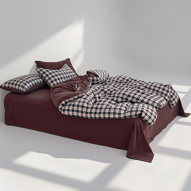 Fresh Green Plaid Quilt Cover Or Bedding Set Soft Skin-Friendly Duvet Covers Comfortable Durable Machine Washable Blanket Cover