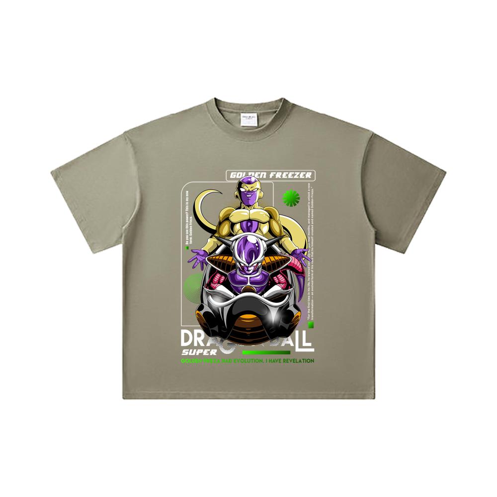 260 GSM Double Yarn 32 Count 100% Cotton Dragon Ball V22 Golden Freeza Print Unisex Heavy Cotton T Shirt