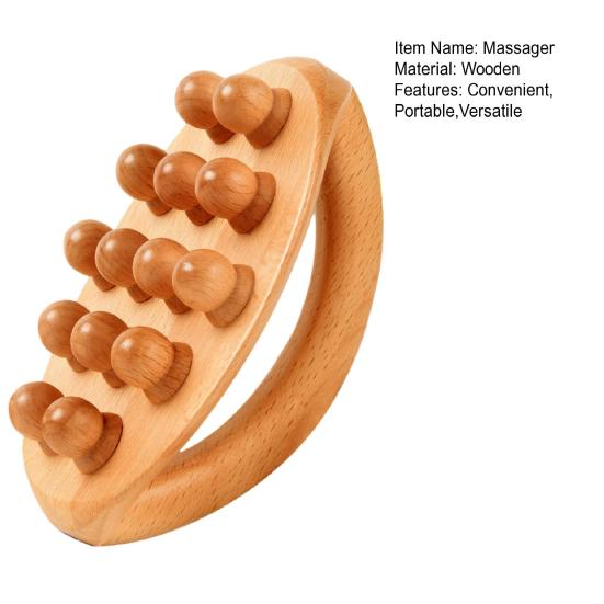 Wooden Massage Tools with Handle 14 Beads Wooden Massage Roller for Body Shaping Lymphatic Drainage Cellulite Massage Gua Sha Therapy Massager