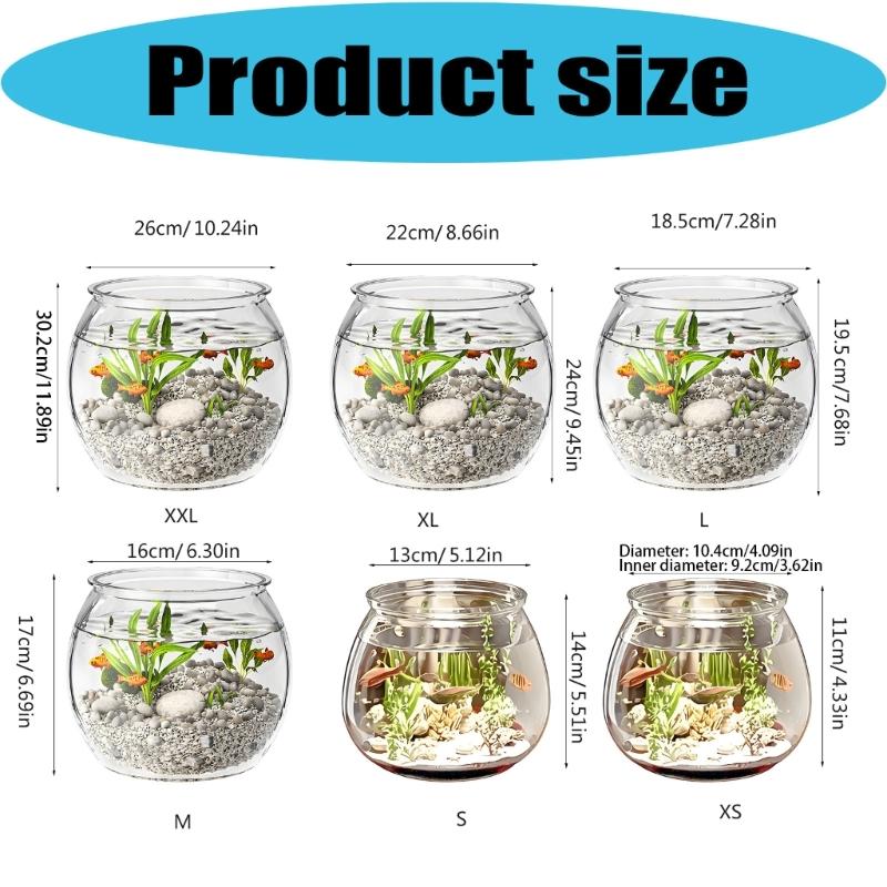 Modern Round Fish Bowl PET Plastic Perfect As Desktop Or Table Decoration For Kids And Adults