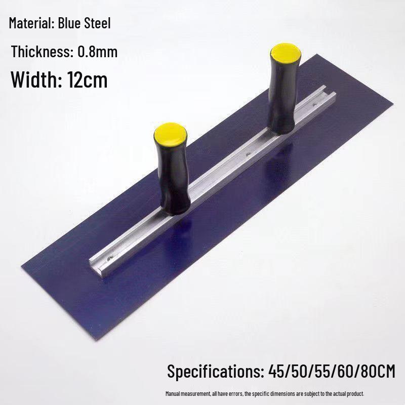 Large Blue Steel Dual-Handle Putty & Mortar Trowel Plastering Knife