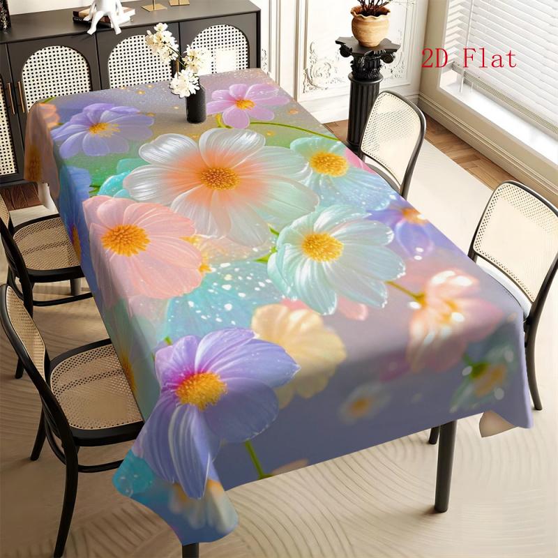 2D Flat 1pc- New Tablecloth with Printed Patterns, Suitable for Home, Dining Table, Kitchen, Living Room, Gatherings, Festive Dining, Picnics or Holid