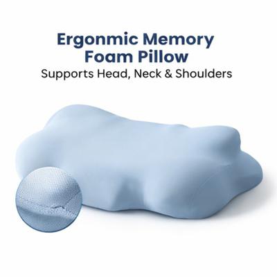 Ergonomic Memory Foam Pillow Neck Support Pillow Contour Cervical Pillow with Machine Washable Pillowcase for Side Back Sleepers Shoulder Relief