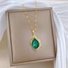Green Light Luxury Full Diamond Temperament Gorgeous Full Diamond Necklace Female Versatile Collarbone Chain Titanium Steel Chain