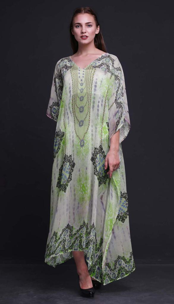 Phagun Tie & Dye Shibori Ladies Plus Size Kaftan Summer Wear Beach Coverup Kimono