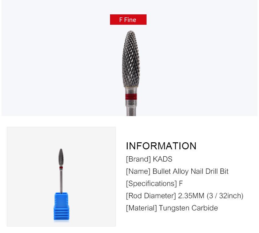 kads Bullet Alloy Nagelbohrer für elektrische Bohrmaschine, Nagel-Maniküre-Maschine, Bohrer und Zubehör, Fräser, Nagelfeilen-Werkzeug