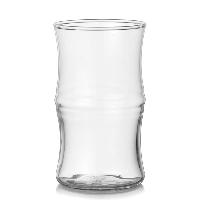 1PC 400MI Tazza di Vetro Trasparente con Nodo di Bambù Tazza da Caffè Resistente al Calore Tazza da Tè Tazze per Acqua Latte Succo di Frutta Estivo Tazza da Bere