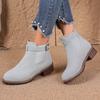 2025 Fall Mid-Heel Ankle Boots Women's Boots Plus Size Round Toe Solid Color Buckle Strap Martin Boots