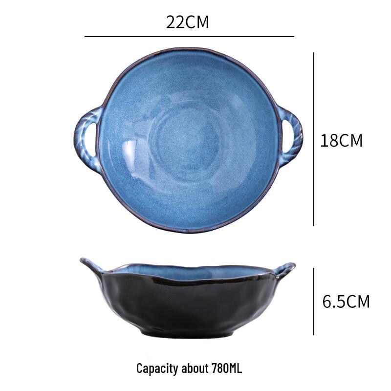 

Japanese Style Ceramic Noodle Bowl with Handles