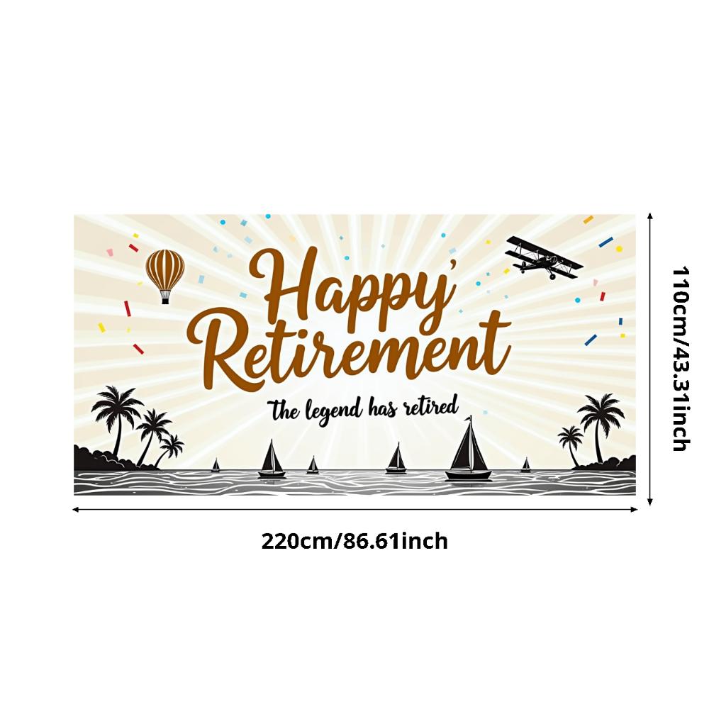 Palm Trees Design Event Banner Travel Decor Happy Retirement Banner for Retirement Gathering Travel Event Vacation Party