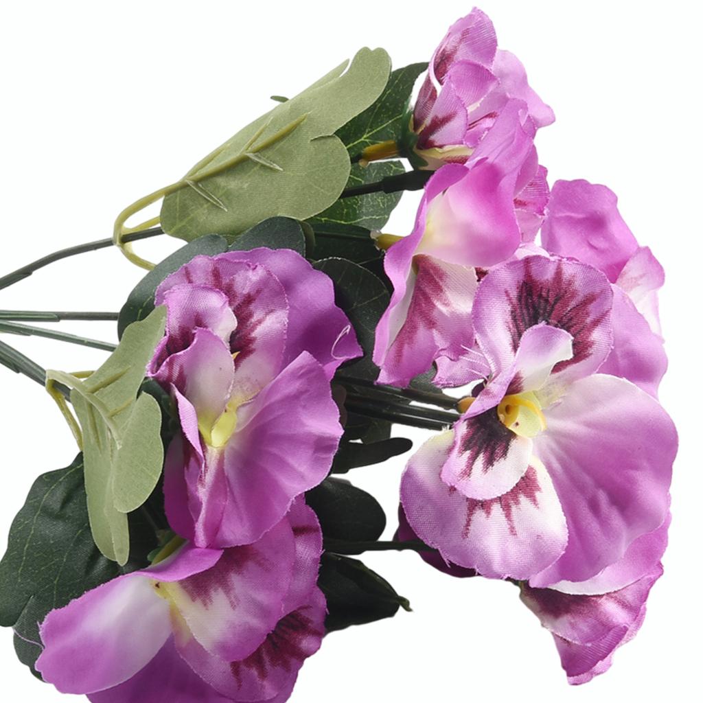 10 Heads Artificial Pansy Fake Flower 26cm Bouquet Simulation Plant For Home Party Wedding Party Background Office Decor