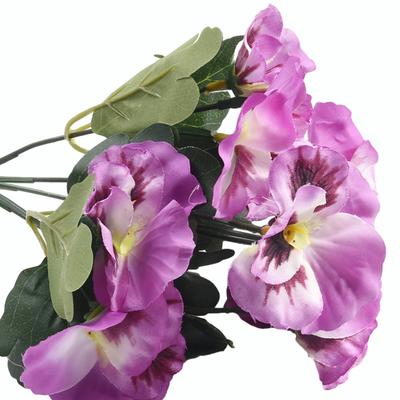 10 Heads Artificial Pansy Fake Flower 26cm Bouquet Simulation Plant For Home Party Wedding Party Background Office Decor