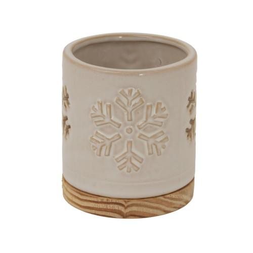 Hill Interiors Ceramic Snowflake Christmas Candle Holder