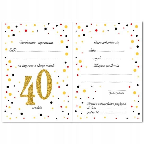 Zaproszenie Brokatowe 40 Lat, 1 Szt.