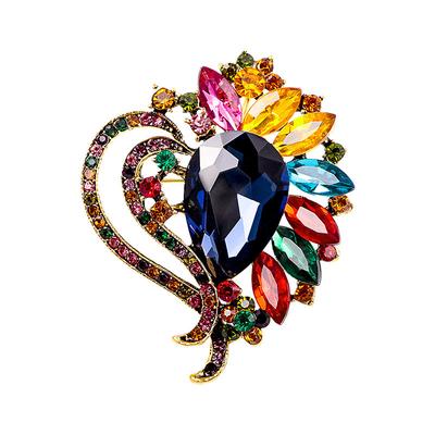 Delicate Oil Drop Diamond Alloy Brooch Niche High Texture Versatile Women'S Clothing Corsage Jewelry Pin