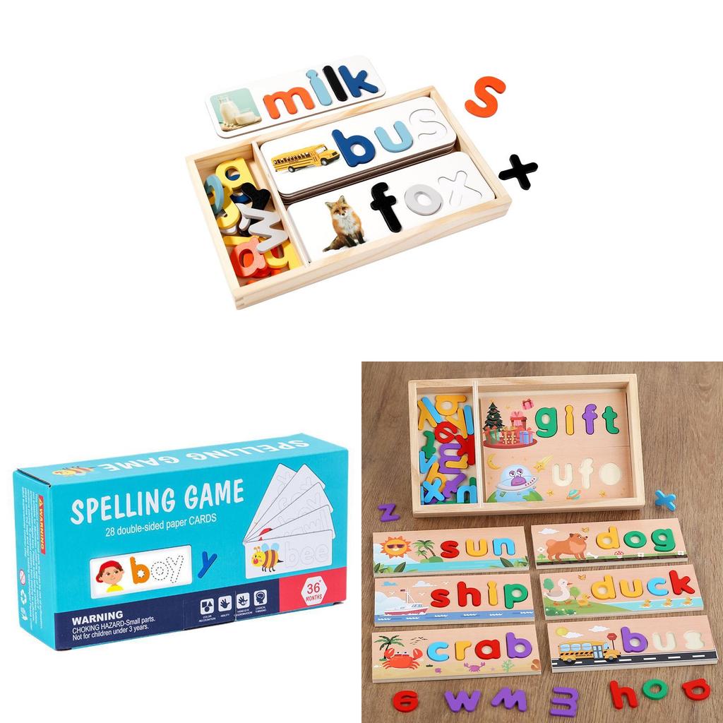 פאזל אותיות מעץ צעצוע חינוכי לילדים ללימוד בניית מילים