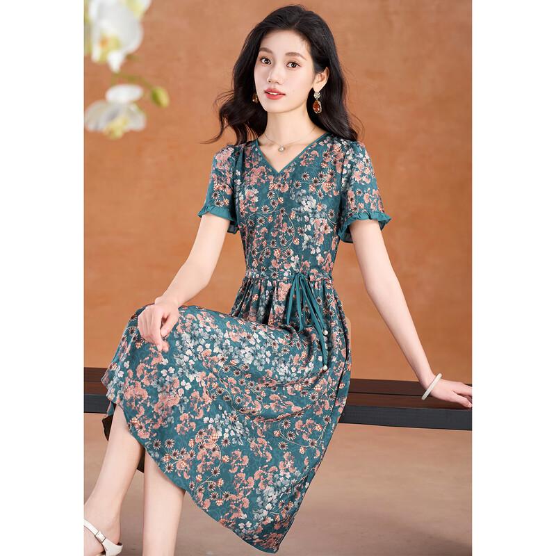 Elegant Floral A-Line Midi Dress 2XL