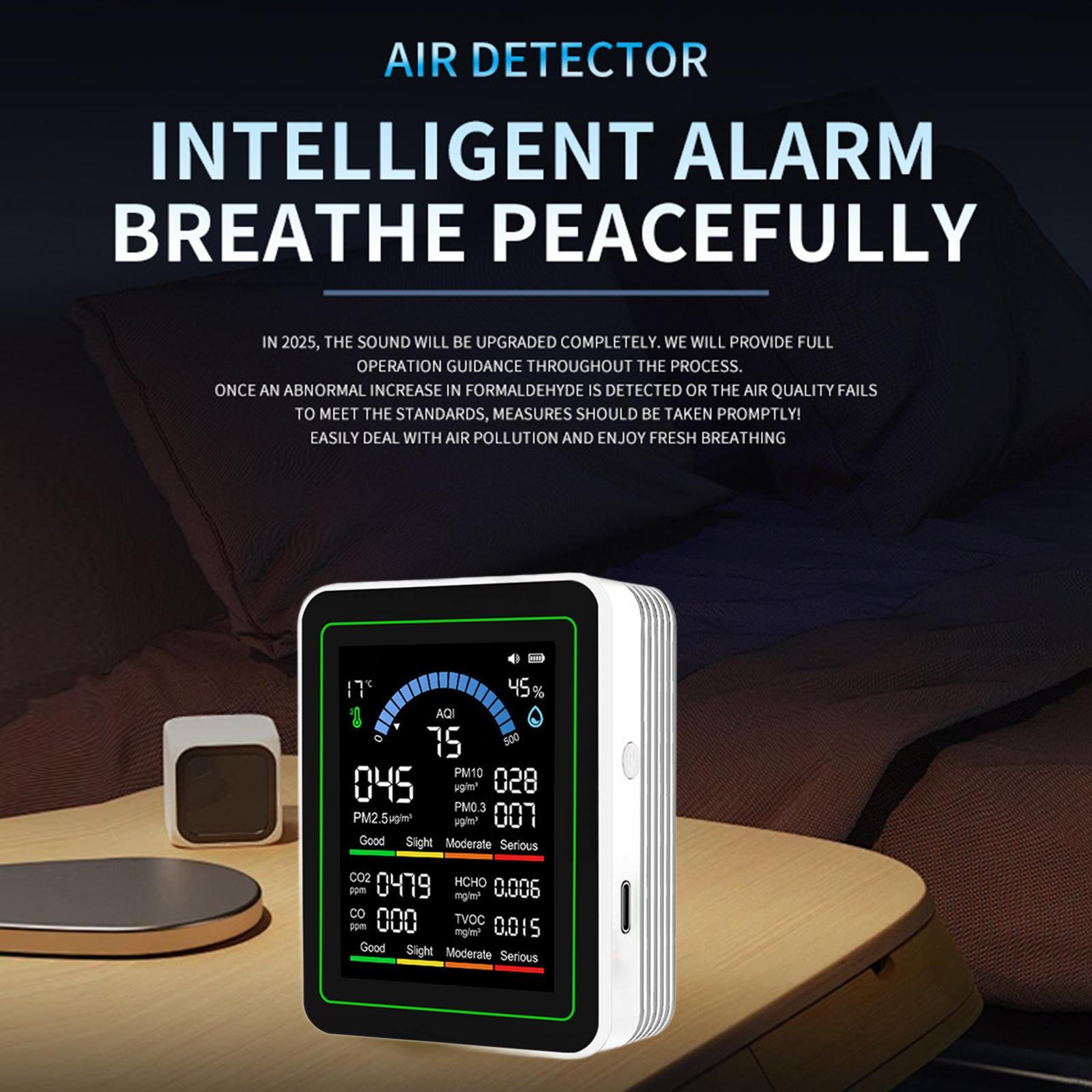 

Мини тестер качества воздуха Портативный Высокоточный для офиса Теплицы Кухни белый