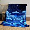 Swirling Patterns of Waves, Clouds, and a Starry Night Sky with a Moon. for All Seasons Blanket Lunch Break Throw Gift