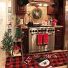 Crystal Velvet Christmas Kitchen Floor Mat with Edge Trim Soft Non Slip Holiday Rug for Home Christmas Festive Decoration