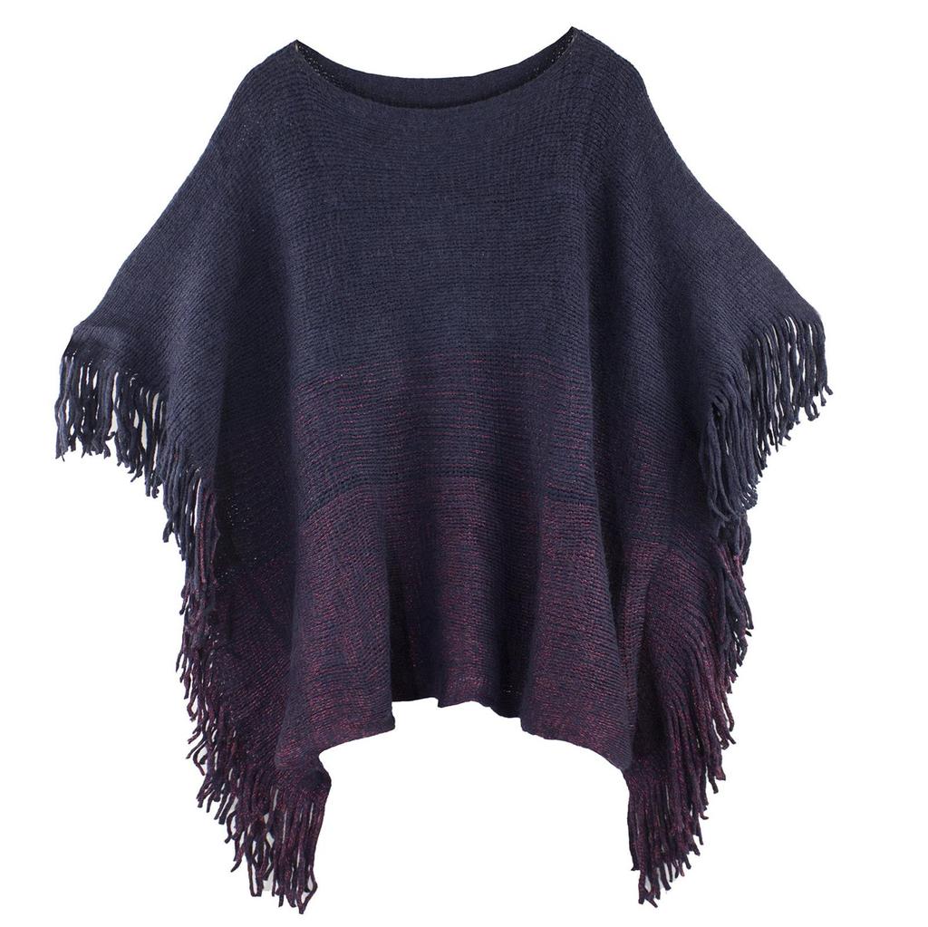 Ladies Ethnic Style Retro Sassel Head Cape Thick Color Striped Shawl Scarf
