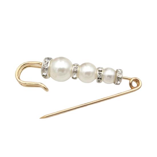 Flower Shape Anti-Exposure Women Brooch Pin Shining Rhinestone Faux Pearls Safety Pin Costume Accessories