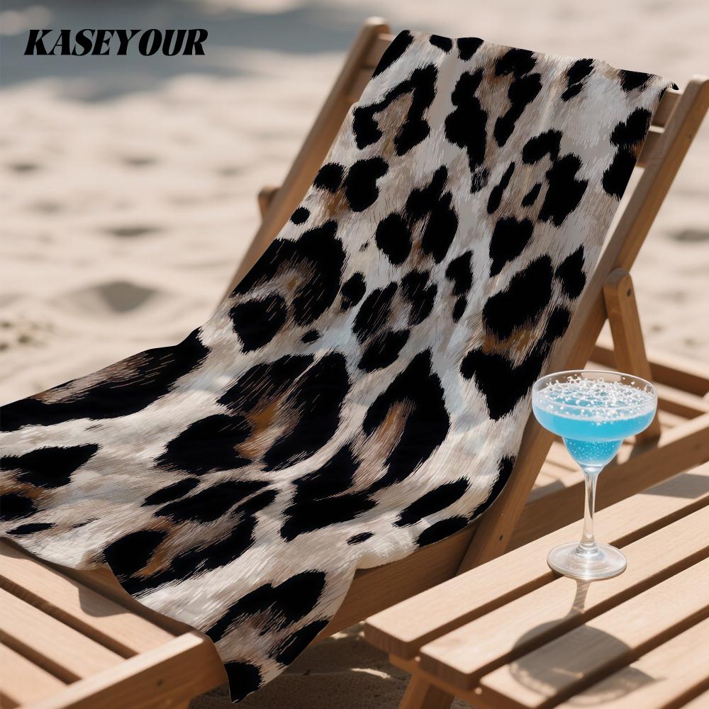 INS Classic Leopard Print Oversized Microfiber Beach Towel Sand Proof Quick Dry, Absorbent for Swimming Pool Travel Camping