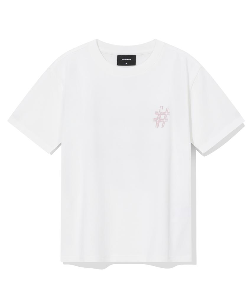 BEENTRILL Women'S Vintage Hashtag Short Sleeve T-Shirt (Off-White)