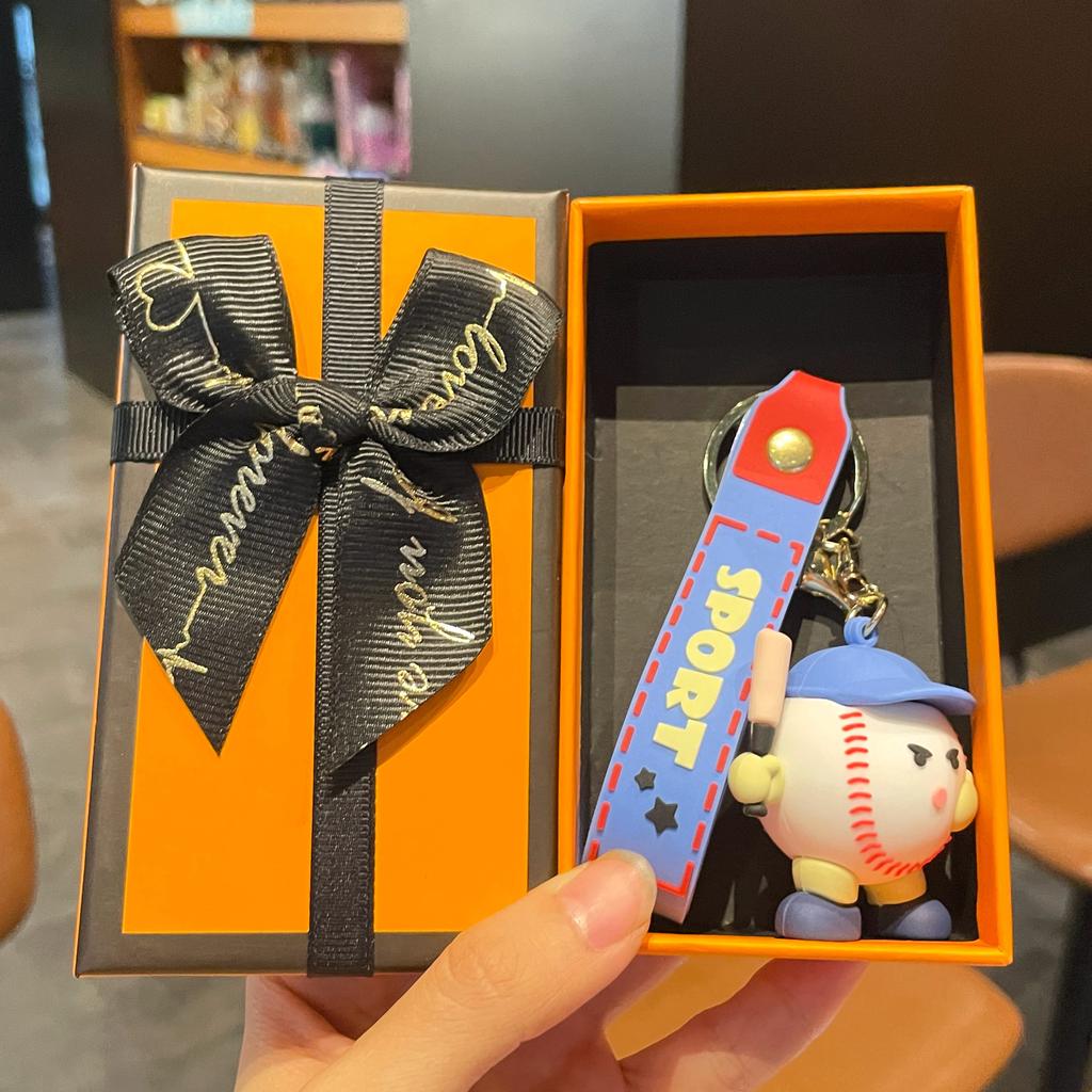 Original Badminton Figurine Keychain Fashionable Fun Cartoon Tennis Pendant Small Gift Football-related Souvenir