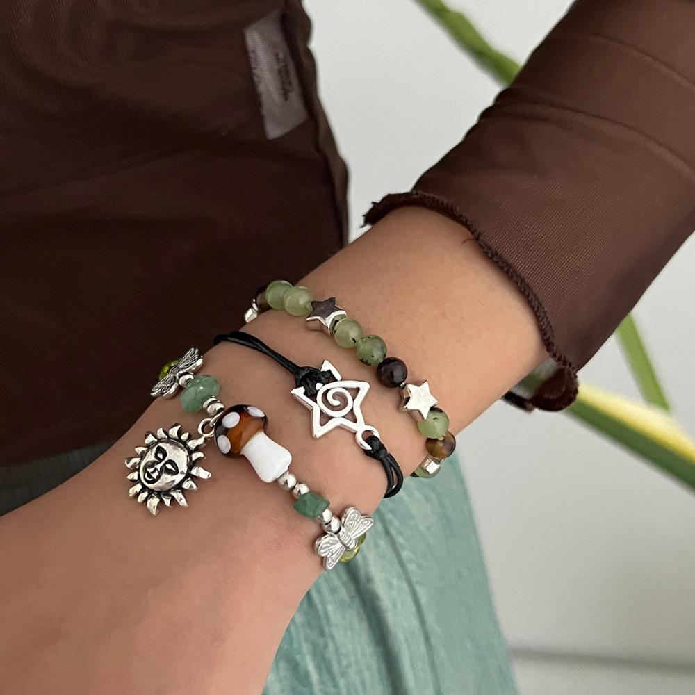 Multi-Layer Ethnic Style Bracelet Spiral Design Gravel Woven Bangle  Jewelry