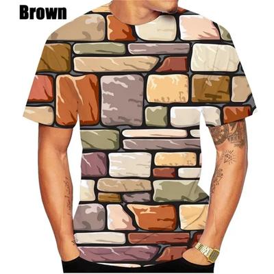 Fashion 3D Brick Wall TShirt For Men Summer Fashion Short Sleeve Slim-Fit Short Sleeve Casual T Shirts Funny Graphic Tees Tops