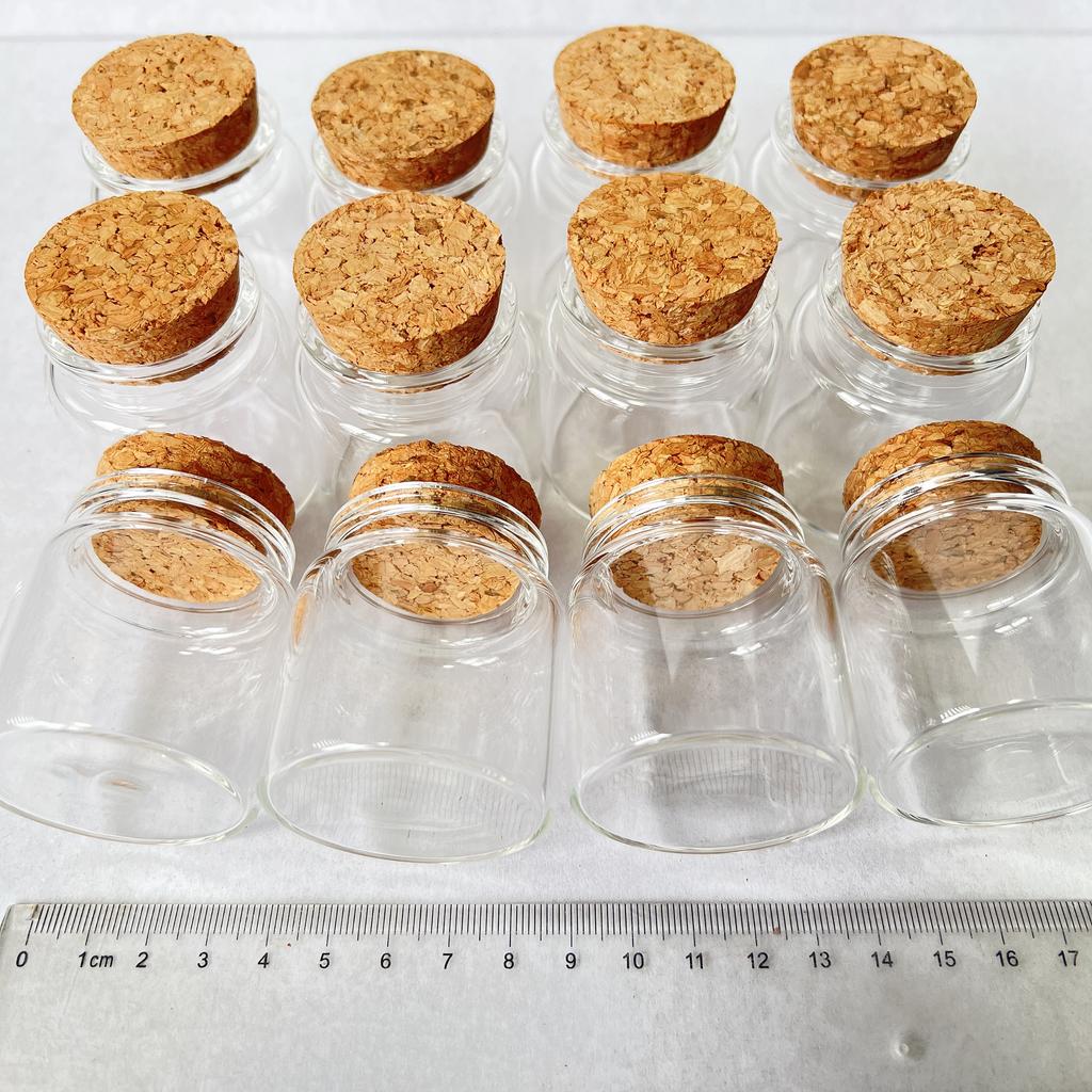 6/12/24 PCS 50ml Cork Glass Bottles 33×47×50mm Small Candle Glass Jars Spice Storage DIY Crafts Seed Bottles Decorative Vials