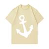 Men's 100% Cotton Short Sleeve Crew Neck T-Shirt, Classic White Nautical Anchor Print Casual Comfortable Tee, Breathable Lightweight Summer Top for Da