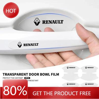 Tapacubos 8 Piezas Transparente Decoración de Tazón de Manija de Puerta de Coche Insignia Pegatina Para renault Koleos Kadjar Scenic Megane Sandero Grand Si