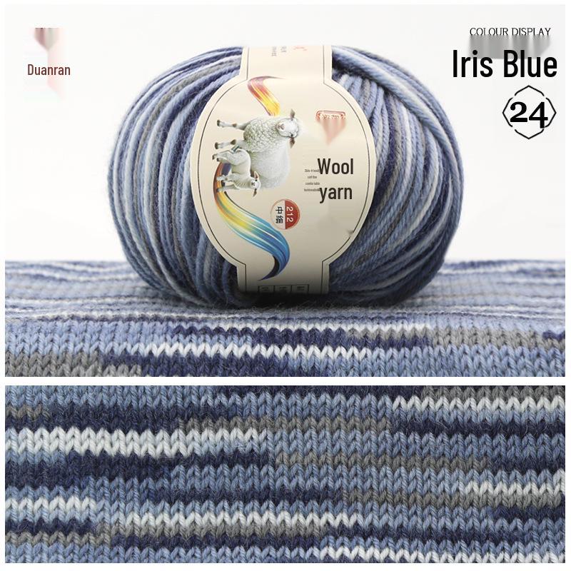 Rainbow Gradient Wool Yarn for Hand-Knitted Sweaters, Baby Hats, and Scarves