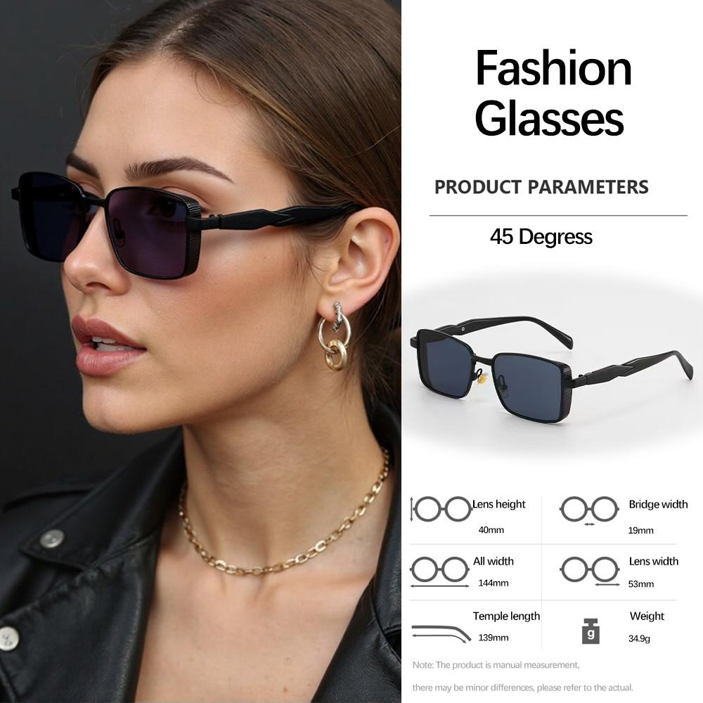 New In Sunglass For Women Square Sun Glasses Frame Geometric Sense Fashionable Accessories Metal Details Elegant Style