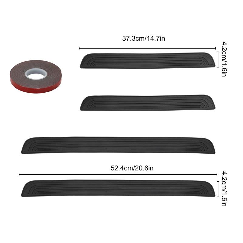 4Pcs Rubber Car Door Sill Scuff Covers Black Door Panel Guards Protector Trim Anti-scratch Exterior Parts Car Decor Accessories