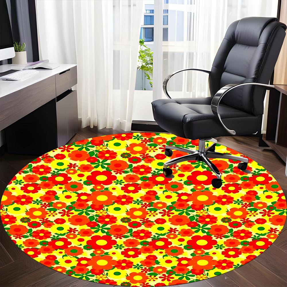 1pc Floral Pattern Chair Carpet for Office Non-Slip, Lightweight, Machine Washable Rug for Office, Room - Holiday Decoryy251016009