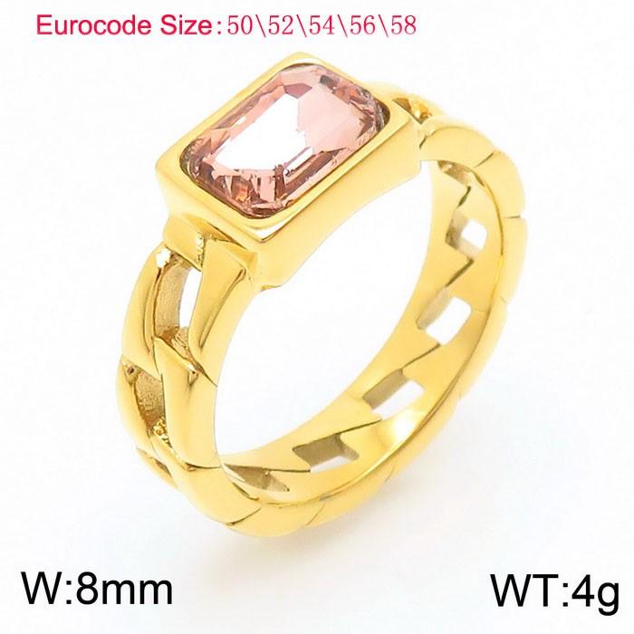 

Square Crystal Stone Rings for Women Men Gold Color Aanillos Stainless Steel Finger Ring Punk Trendy Cocktail Jewelry Gift 8