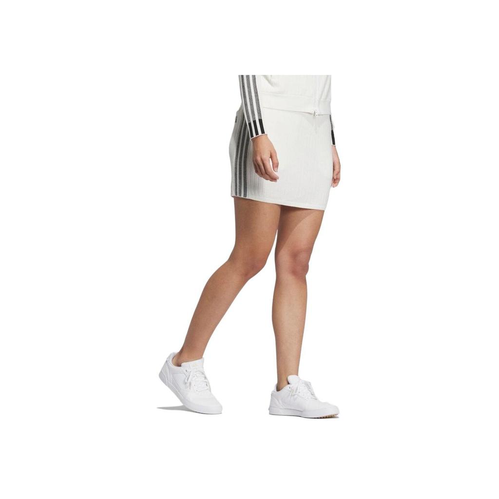 Adidas Solid Color Mid Rise Golf Knit Casual Skirt Women Skirts White IA2790