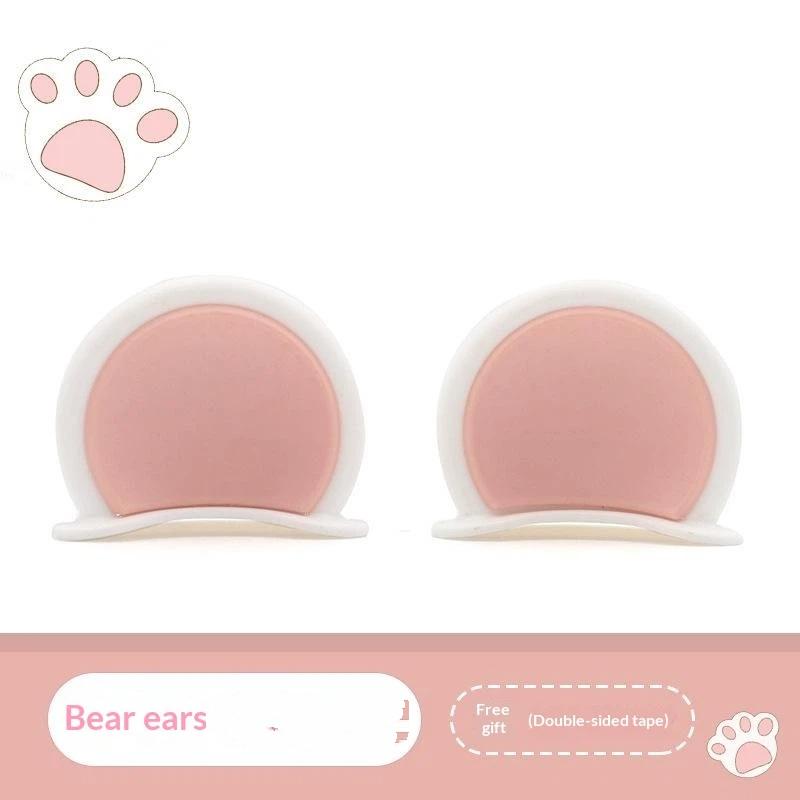 1 Pair Cute Soft Abs Bear Ear Decorations Lovely Kawaii Appearance Fit For Scooters Motorcycles Helmets