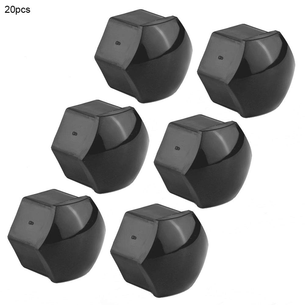 20pcs 19mm Car Wheel Nut,Nylon PA66 Car Wheel Nut Auto Hub Screw Cover Bolt Rims Exterior (Black)