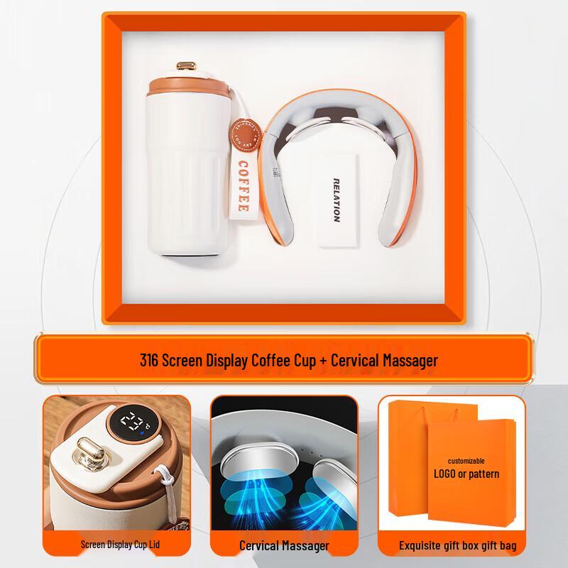 Smart Business Gift Set: Digital Coffee Mug & Neck Massager