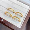 Women's Gold Starry Crushed Ice Ring - Thin Plain Band