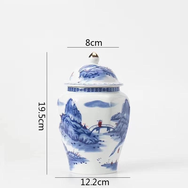 Blue and White Porcelain Tea Canister Ceramic Tea Organizer Box Storage Jars Desk Decoration Tea Jar Coffee Container Teas Caddy