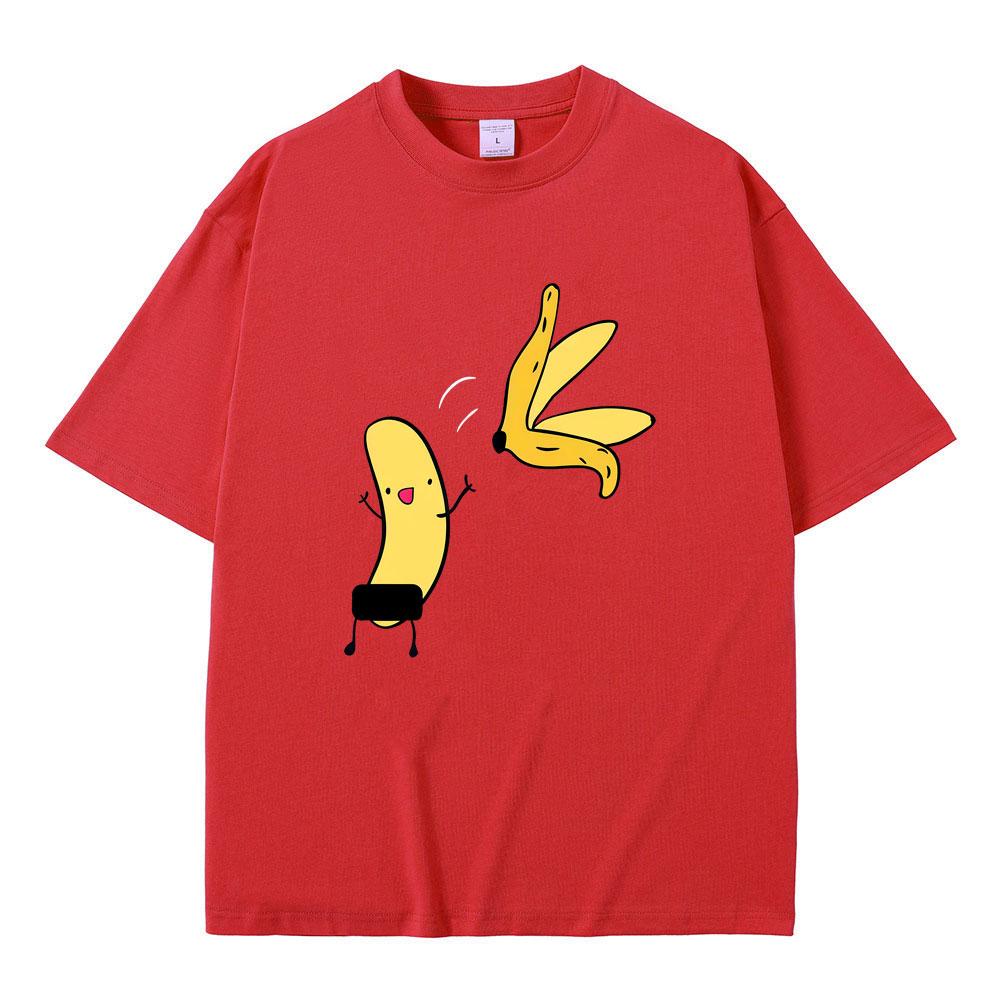 Banana Naked Funny Meme T Shirt Unisex Women Casual Cartoon Humor T-shirt Unisex's 100% Cotton Vintage Oversized Short Sleeve T-shirts