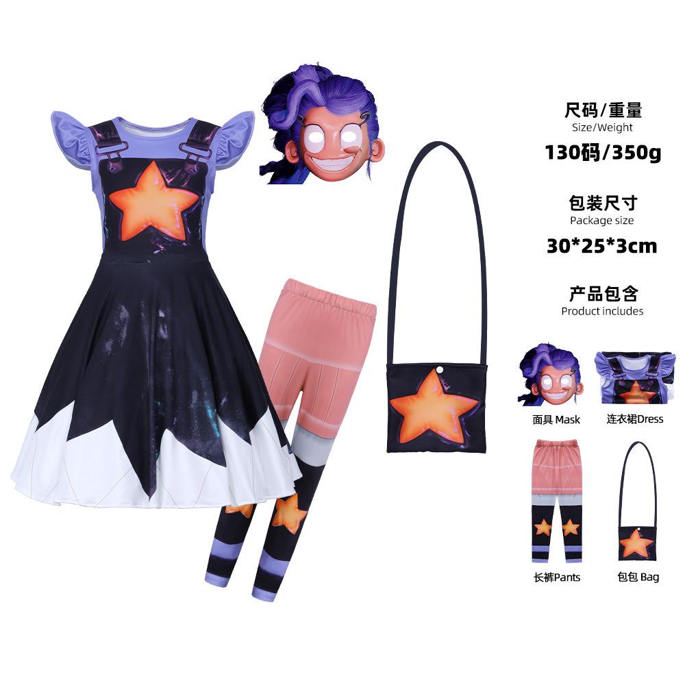 Poppy's Playtime Lily Flying Sleeves Cos Skirt Girls Party Dress Performance Dress