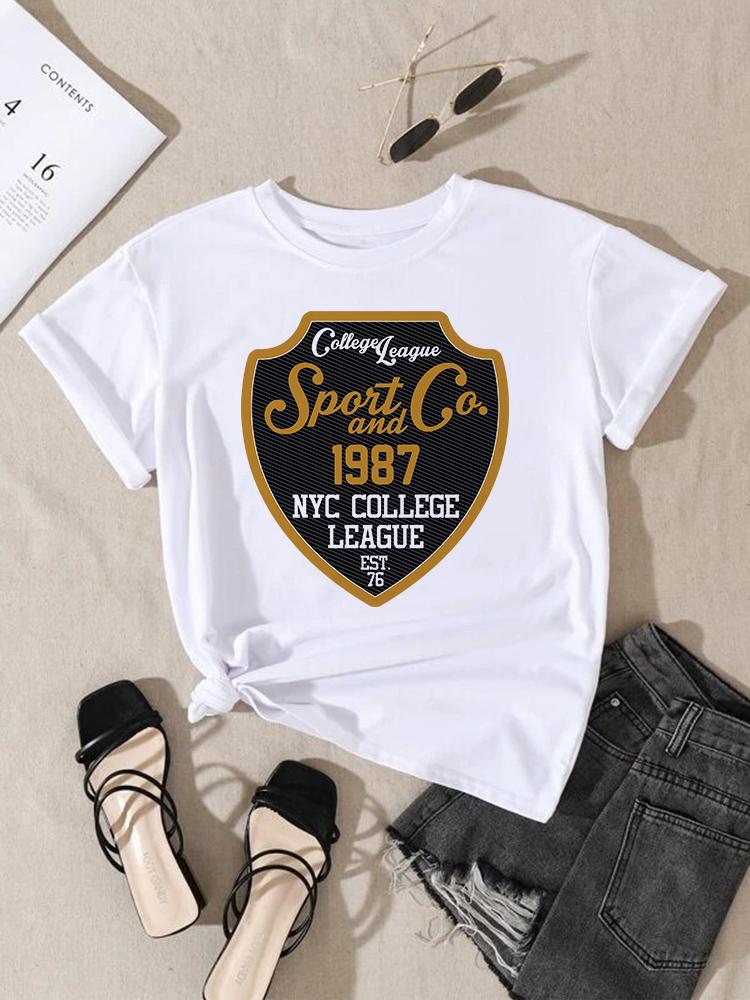 Women Fashion Print T-Shirt Girl Y2K Short Sleeve Tees Tops Kawaii 90S Sweetshirts Female Harajuku Graphic O-Neck T-Shirt