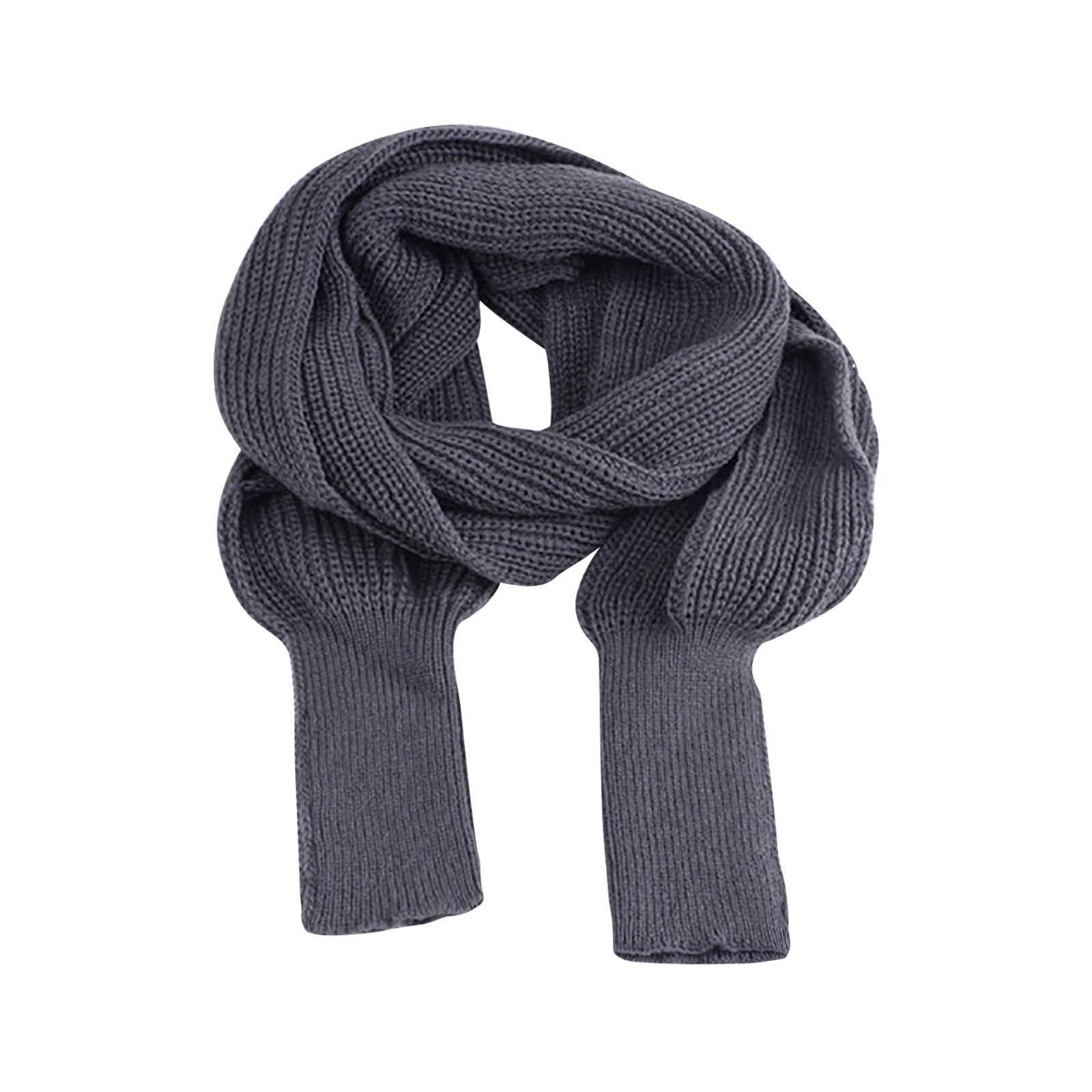 

(SU)Шерстяной шарф мужской и женский, удлиненный полукомбинезон с рукавами, вязаный шарф GY серый